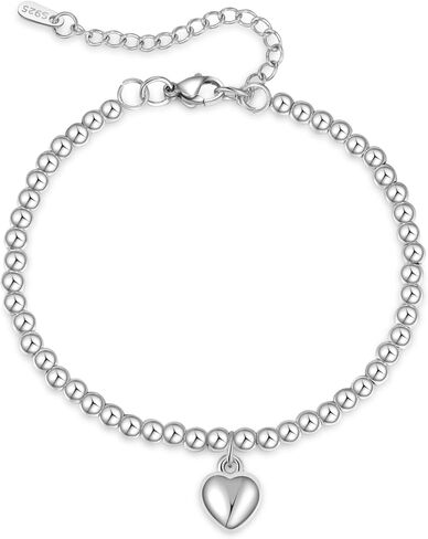 Silver Bracelet for Women, Hypoallergenic Solid Bead Ladies Charm in Saudi Arabia