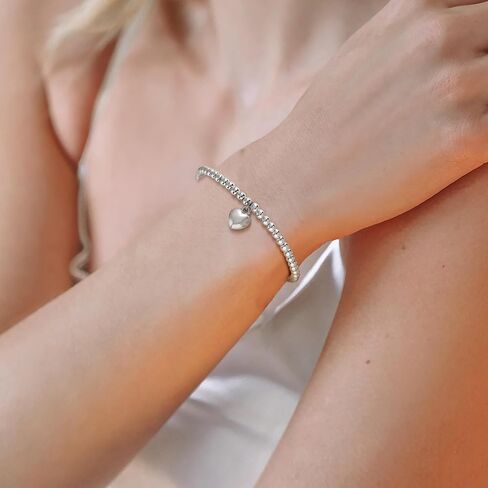 Silver Bracelet for Women, Hypoallergenic Solid Bead Ladies Charm in Saudi Arabia
