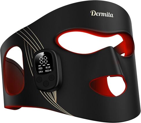 Red Light Therapy for Face Wireless with 400 Leds, 360° Led Face Mask Light Therapy with 4 Modes & Near-Infrared, 2000mAh Rechargeable Led Face Mask with Eye Protection for Anti-Aging & Radiant Glow in Saudi Arabia