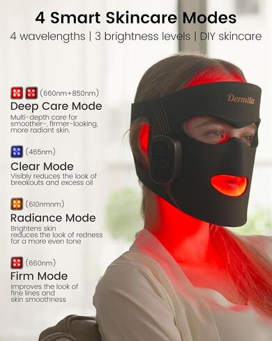 Red Light Therapy for Face Wireless with 400 Leds, 360° Led Face Mask Light Therapy with 4 Modes & Near-Infrared, 2000mAh Rechargeable Led Face Mask with Eye Protection for Anti-Aging & Radiant Glow in Saudi Arabia