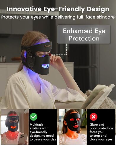 Red Light Therapy for Face Wireless with 400 Leds, 360° Led Face Mask Light Therapy with 4 Modes & Near-Infrared, 2000mAh Rechargeable Led Face Mask with Eye Protection for Anti-Aging & Radiant Glow in Saudi Arabia