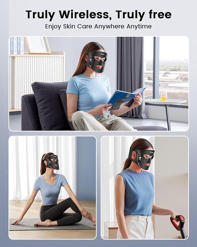 Red Light Therapy for Face Wireless with 400 Leds, 360° Led Face Mask Light Therapy with 4 Modes & Near-Infrared, 2000mAh Rechargeable Led Face Mask with Eye Protection for Anti-Aging & Radiant Glow in Saudi Arabia