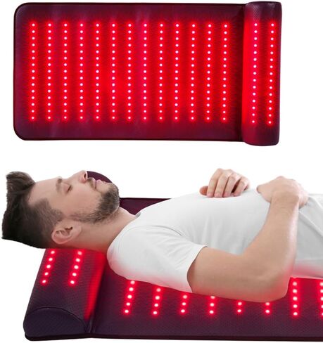 Infrared Red Light Therapy, Red Light Therapy Mat with Neck Support, 660nm&850nm NIR Deep Wavelength Blanket Pad for Back Belly Knee Shoulder HIPS Body Pain Relief in Saudi Arabia