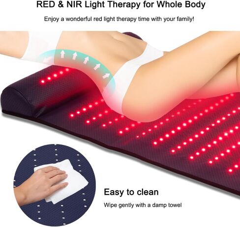 Infrared Red Light Therapy, Red Light Therapy Mat with Neck Support, 660nm&850nm NIR Deep Wavelength Blanket Pad for Back Belly Knee Shoulder HIPS Body Pain Relief in Saudi Arabia