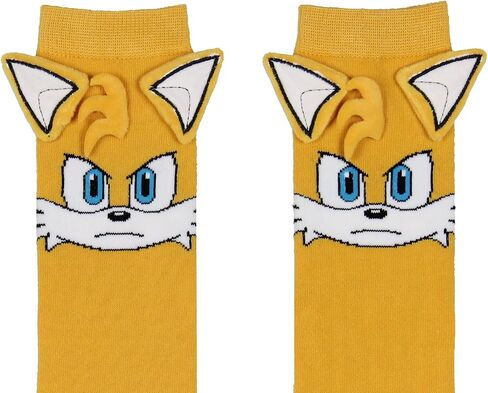 Bioworld Tails Socks Sonic the Hedgehog Tails Video Game 3D Ears Novelty Costume Character Socks Women's Knee High Shoe Size 5-10 in Saudi Arabia