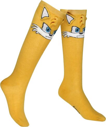 Bioworld Tails Socks Sonic the Hedgehog Tails Video Game 3D Ears Novelty Costume Character Socks Women's Knee High Shoe Size 5-10 in Saudi Arabia