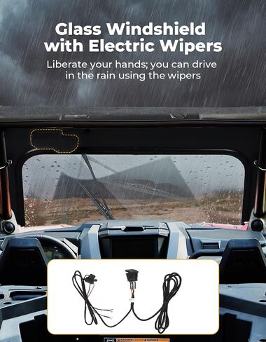 KEMIMOTO PRO XP Glass Windshield with Electric Wipers Scratch Resistant, Compatible with 2020-2024 Polaris RZR PRO XP / RZR Turbo R, Front Full Windshield High Sheerness Heavy Duty Strong Protection in Saudi Arabia