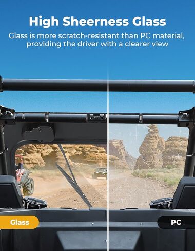 KEMIMOTO PRO XP Glass Windshield with Electric Wipers Scratch Resistant, Compatible with 2020-2024 Polaris RZR PRO XP / RZR Turbo R, Front Full Windshield High Sheerness Heavy Duty Strong Protection in Saudi Arabia