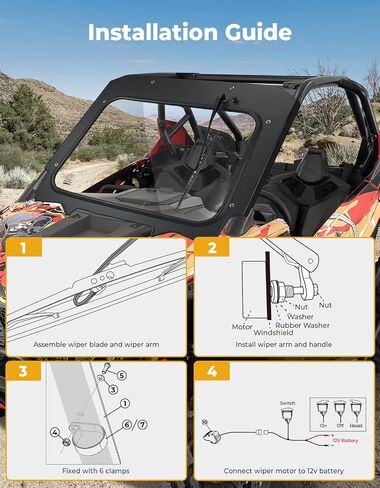 KEMIMOTO PRO XP Glass Windshield with Electric Wipers Scratch Resistant, Compatible with 2020-2024 Polaris RZR PRO XP / RZR Turbo R, Front Full Windshield High Sheerness Heavy Duty Strong Protection in Saudi Arabia