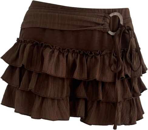 MakeMeChic Women's Ruffle Tiered Ring Linked Shorts Tie Front Wide Leg Summer Boho Shorts in Saudi Arabia