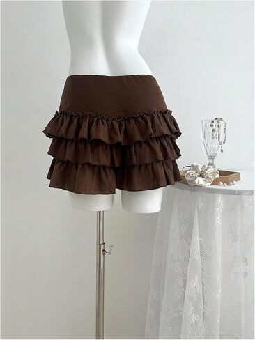 MakeMeChic Women's Ruffle Tiered Ring Linked Shorts Tie Front Wide Leg Summer Boho Shorts in Saudi Arabia