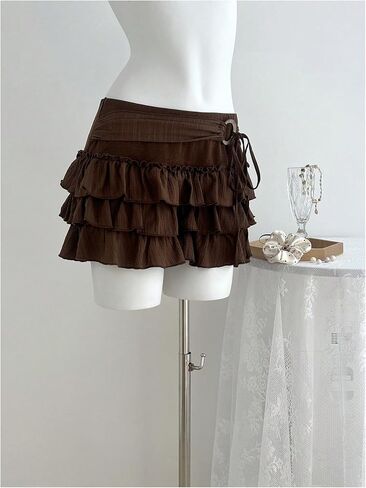 MakeMeChic Women's Ruffle Tiered Ring Linked Shorts Tie Front Wide Leg Summer Boho Shorts in Saudi Arabia