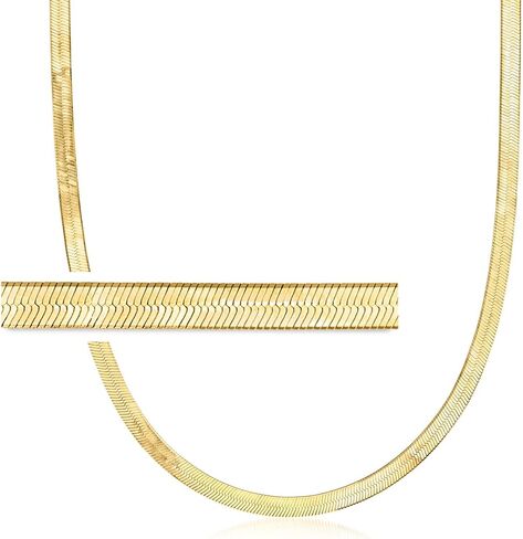 Ross-Simons Italian 4mm 18kt Gold Over Sterling Herringbone Necklace in Saudi Arabia