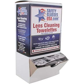 Safety Glasses USA Pre-moistened Lens Cleaning Wipes, Box of 100, Made in USA in Saudi Arabia