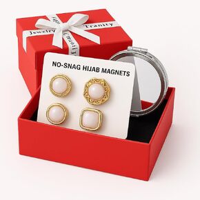 Hijab Magnets No-Snag Multi-Use Strong Magnetic Pins Multi-Use Pinless Hijab Magnet Pin Scarf Magnetic Pin No-Snag Brooch Clasp for Clothes Dress Scarves with Gift Mirror in Kuwait