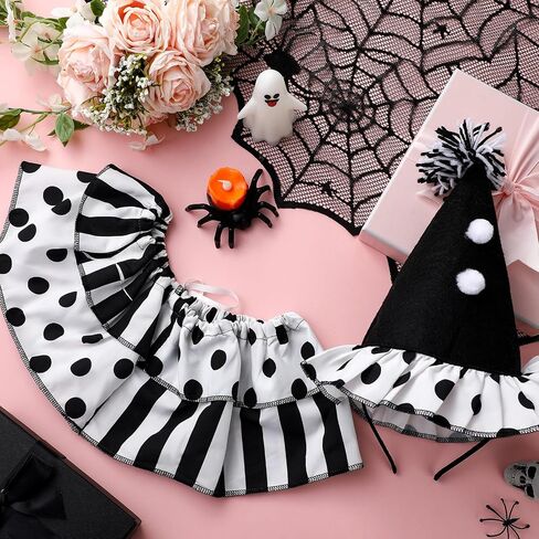 2 Pcs Halloween Clown Costume Set Jester Hat Headband Ruffle Collar Accessory Joker Outfit for Halloween Cosplay in Saudi Arabia