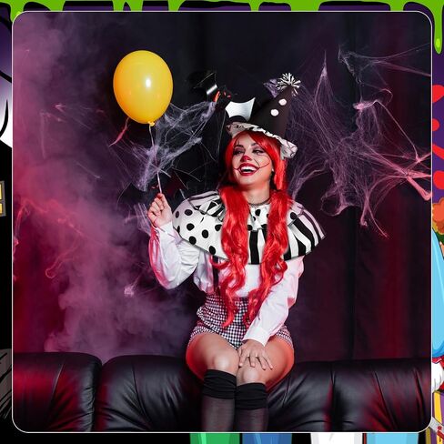 2 Pcs Halloween Clown Costume Set Jester Hat Headband Ruffle Collar Accessory Joker Outfit for Halloween Cosplay in Saudi Arabia