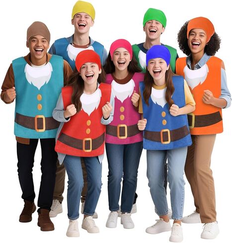 Soulchen 7 Set Halloween Dwarf Costumes Accessories Dwarf Vest Hats for Adult Gnome Costumes Halloween Christmas Party in Saudi Arabia
