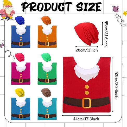 Soulchen 7 Set Halloween Dwarf Costumes Accessories Dwarf Vest Hats for Adult Gnome Costumes Halloween Christmas Party in Saudi Arabia