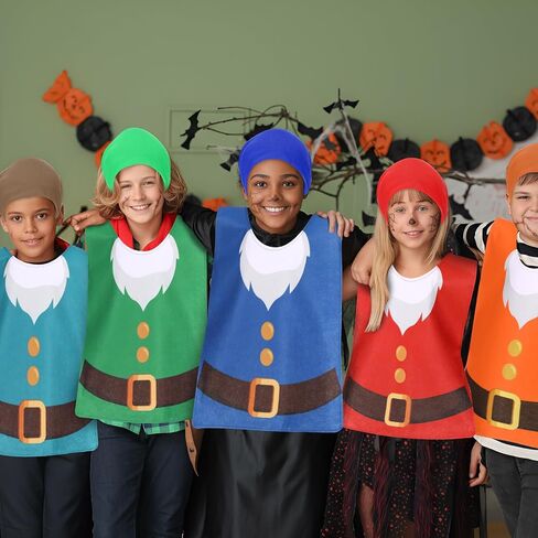 Soulchen 7 Set Halloween Dwarf Costumes Accessories Dwarf Vest Hats for Adult Gnome Costumes Halloween Christmas Party in Saudi Arabia