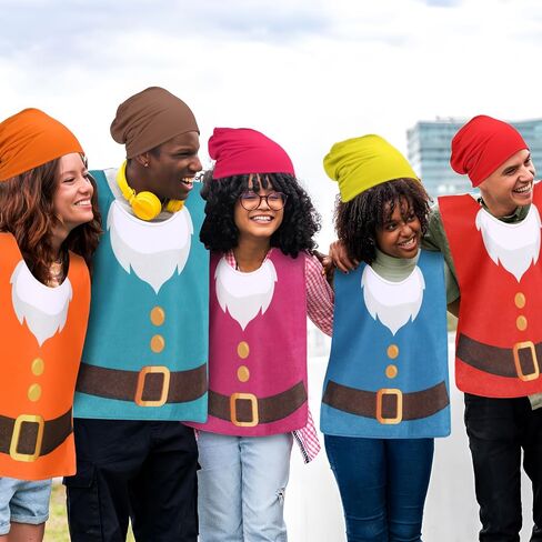 Soulchen 7 Set Halloween Dwarf Costumes Accessories Dwarf Vest Hats for Adult Gnome Costumes Halloween Christmas Party in Saudi Arabia