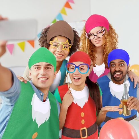 Soulchen 7 Set Halloween Dwarf Costumes Accessories Dwarf Vest Hats for Adult Gnome Costumes Halloween Christmas Party in Saudi Arabia