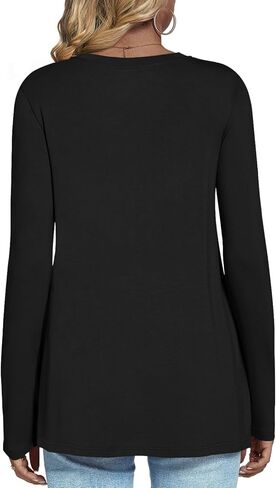 HOTGIFT Women's 2025 Fall Winter T-Shirts Casual Long Sleeve Crewneck Tunic Tops Loose Comfy Blouse in Kuwait