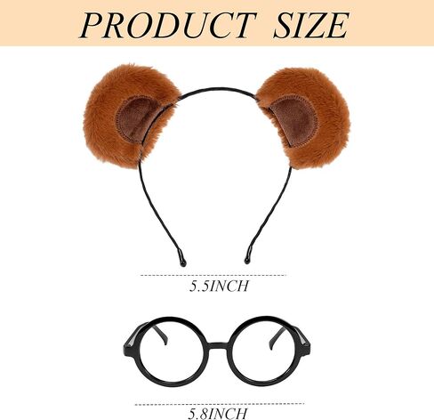 4PCS Chipmunks Costume Accessories Chipmunk Ears Headband Round Frame Glasses Halloween Cosplay Birthday Decorations in Saudi Arabia