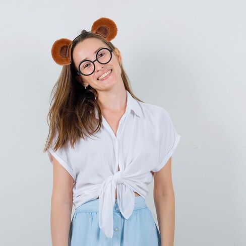 4PCS Chipmunks Costume Accessories Chipmunk Ears Headband Round Frame Glasses Halloween Cosplay Birthday Decorations in Saudi Arabia