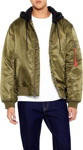 Forever 21 mens Hooded Cargo Bomber Jacket in Saudi Arabia