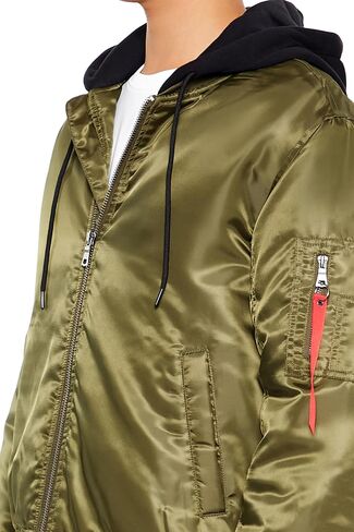 Forever 21 mens Hooded Cargo Bomber Jacket in Saudi Arabia