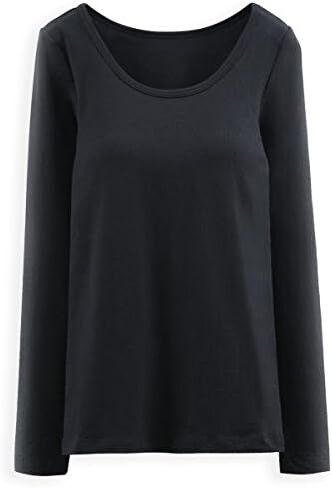 Womens Cotton Long Sleeve T-Shirt with Built in Padded Bra, Regular Fit Built in Shelf Bra Tops in Saudi Arabia