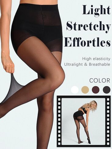 2 Pairs Sheer Backseam Tights for Women, Cuban Heel Stockings with Reinforced Toes & Control Top Pantyhose in Saudi Arabia