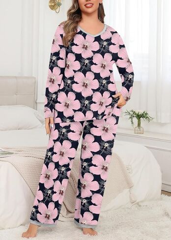 POSESHE Women’s Plus Size Pajama Sets Short Sleeve 2 Piece Summer Lounge Sleepwear Ladies Cute Pjs Sets with Pockets 2024 in Kuwait