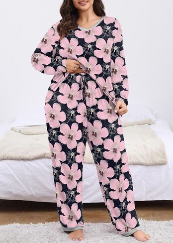 POSESHE Women’s Plus Size Pajama Sets Short Sleeve 2 Piece Summer Lounge Sleepwear Ladies Cute Pjs Sets with Pockets 2024 in Kuwait