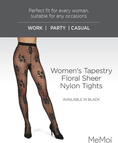 MeMoi Women's Tapestry Floral Sheer Nylon Tights in Saudi Arabia