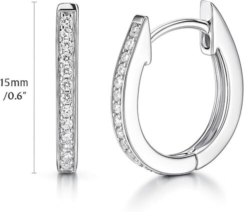 BERRICLE Sterling Silver Oval Cubic Zirconia CZ Bar Medium Fashion Hoop Earrings for Women 0.6 inch (Yellow Gold Flashed, Rhodium Plated) in Kuwait