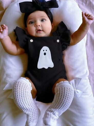 Noubeau My First Halloween Baby Girl Outfit Newborn Pumpkin Bubble Romper Bodysuit Corduroy Overalls Infant Ghost Clothes in Saudi Arabia