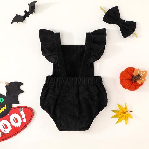 Noubeau My First Halloween Baby Girl Outfit Newborn Pumpkin Bubble Romper Bodysuit Corduroy Overalls Infant Ghost Clothes in Saudi Arabia