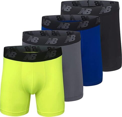 ملابس داخلية قصيرة للرجال من New Balance مقاس 5 بوصات بدون طيران (4 عبوات)، أسود/هاي لايت/فريق ملكي/رصاص، مقاس XX-Large in Saudi Arabia