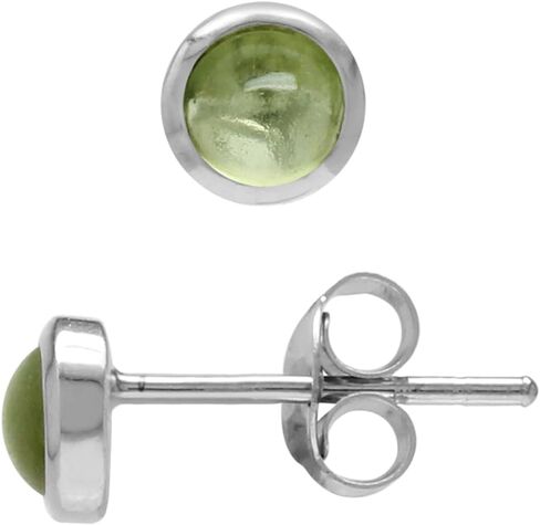 Silvershake 3MM Ultra Petite Bezel Set Cabochon Stone White Gold Plated or Yellow Gold Plated 925 Sterling Silver Second or Third Hole Minimalist Stud Earrings Jewelry for Girls Teen Women in Saudi Arabia