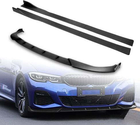 Q1-TECH, 9-Piece Front Bumper Lip & Side Skirt Extensions Diffuser Compatible with 2019 2020 2021 2022 BMW 3-Series G20 (M-Sport Bumper Only), Front Lip Spoiler Body Splitter ABS (Painted Carbon) in Saudi Arabia