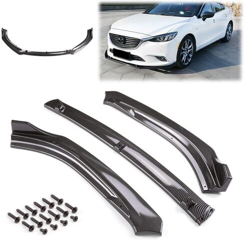 EZAUTO WRAP 3 قطع من ألياف الكربون نمط أسود ممتص الصدمات الأمامي طقم الجسم سبويلر سبليتر متوافق مع مازدا 6 أتينزا 2014 2015 2016 2017 2018 in Saudi Arabia