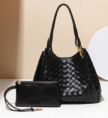 2 قطعة مترهل بولي Leather الجلود المنسوجة دلو المتشرد حقائب النساء تحت الإبط الكتف محفظة كروسبودي مقبض علوي حقيبة يد 2025 in Kuwait
