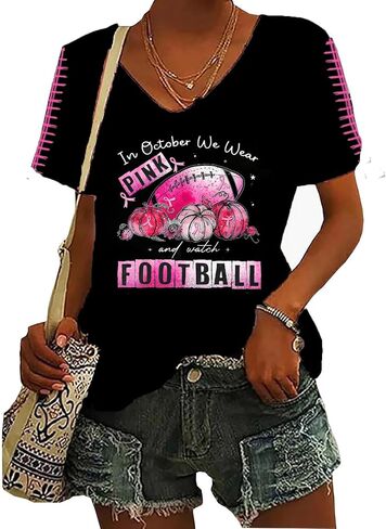 Breast Cancer Awareness Shirts for Women in October We Wear Pink Halloween Ghost T Shirt Pink Ribbon Tee Tops in Kuwait