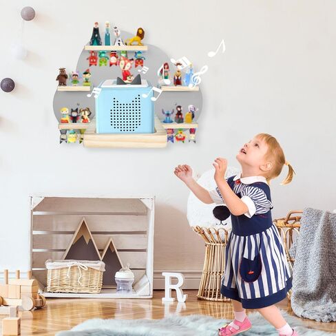 for Tonies Magnetic Floating Shelf, for Toniebox Figures Storage Display Shelf, Cloud-Shaped Wooden Kids Room Decor Easy Install Wall-Mounted Nursery Organizer, White in Kuwait