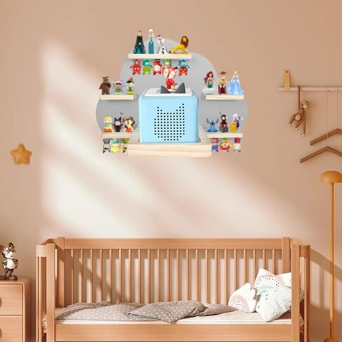 for Tonies Magnetic Floating Shelf, for Toniebox Figures Storage Display Shelf, Cloud-Shaped Wooden Kids Room Decor Easy Install Wall-Mounted Nursery Organizer, White in Kuwait