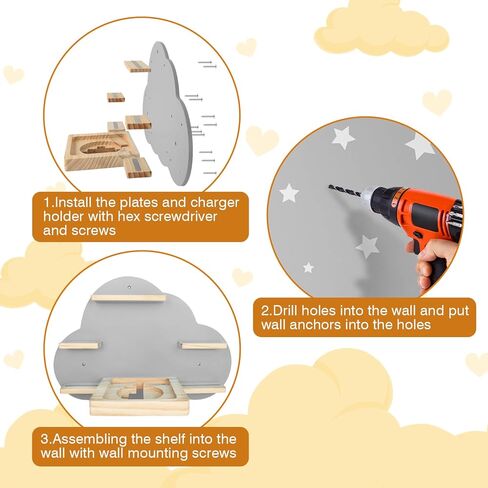 for Tonies Magnetic Floating Shelf, for Toniebox Figures Storage Display Shelf, Cloud-Shaped Wooden Kids Room Decor Easy Install Wall-Mounted Nursery Organizer, White in Kuwait