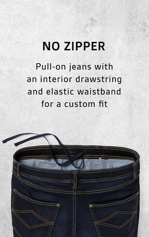 PajamaJeans Mens Pull On Jeans - Elastic Waist Pants Men - Pajama Jeans Denim Slim Straight Sweatpant Jeans Men Pull Up Jeans in Saudi Arabia
