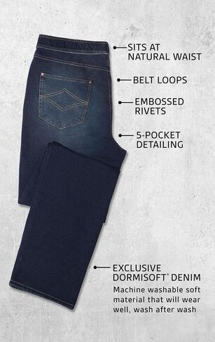 PajamaJeans Mens Pull On Jeans - Elastic Waist Pants Men - Pajama Jeans Denim Slim Straight Sweatpant Jeans Men Pull Up Jeans in Saudi Arabia
